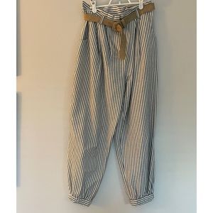 Zara Blue and White Pinstripe Pants